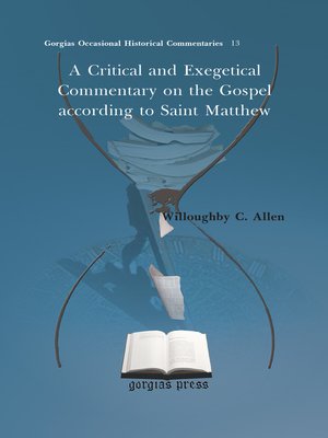 cover image of A Critical and Exegetical Commentary on the Gospel according to Saint Matthew